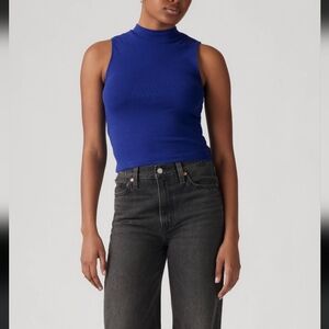 Levi's Cobalt Blue Mock Neck Sleeveless Tank Top